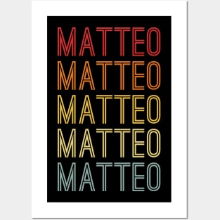 Matteo Name Vintage Retro Pattern Posters and Art